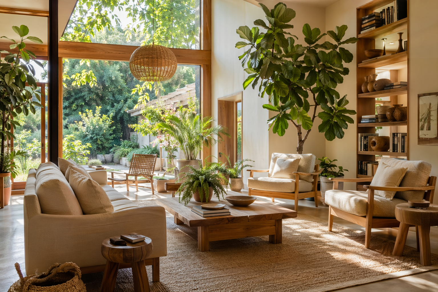 Sala luminosa con plantas